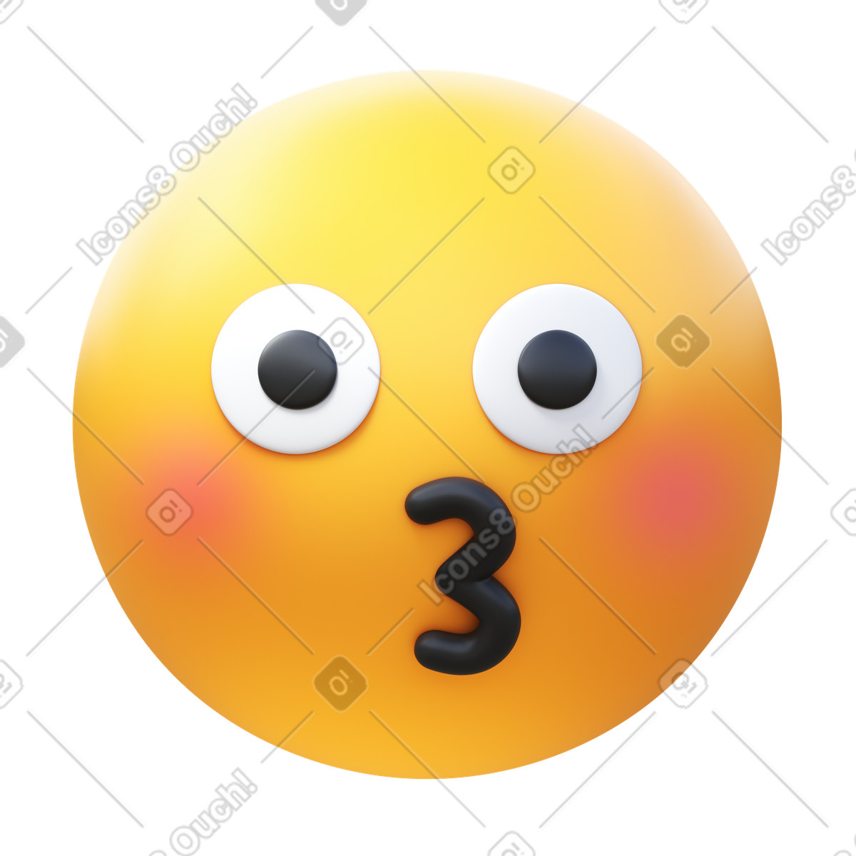 Ilustración Emoji de cara beso en estilo 3D Fluency a descargar en PNG y SVG