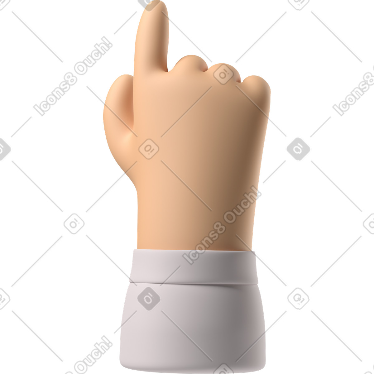 3D Hands Fun&Wild スタイルの 上向きの白い肌の手の背面図 のイラストをPNG、SVG形式でダウンロード