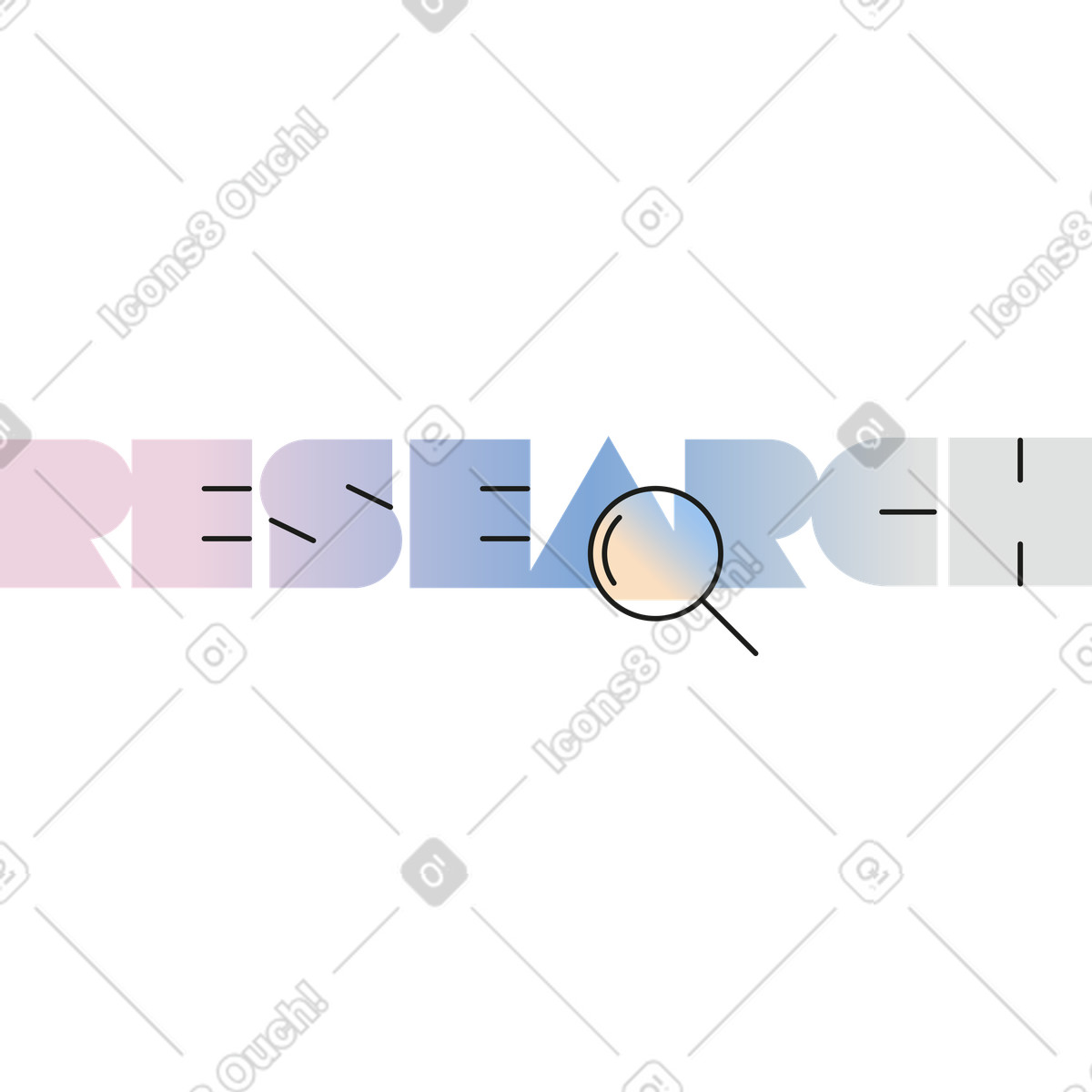 Illustration Lettering with gradient research dans le style Marginalia à télécharger aux formats PNG, SVG