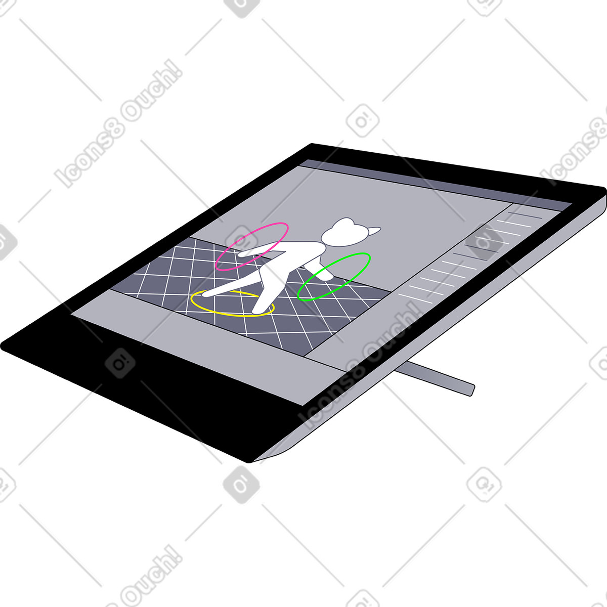 Graphics tablet with animation program illustration in Pop style download in PNG, SVG