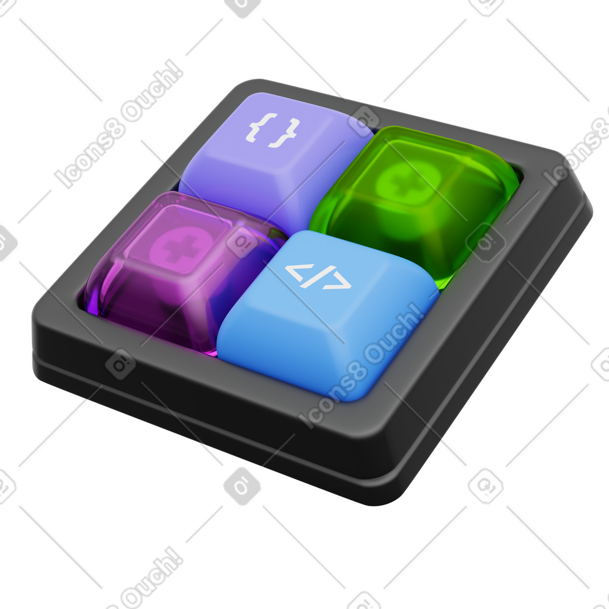 Coding macro keypad, Developer brackets shortcuts, Programming mechanical keys illustration in PNG, SVG