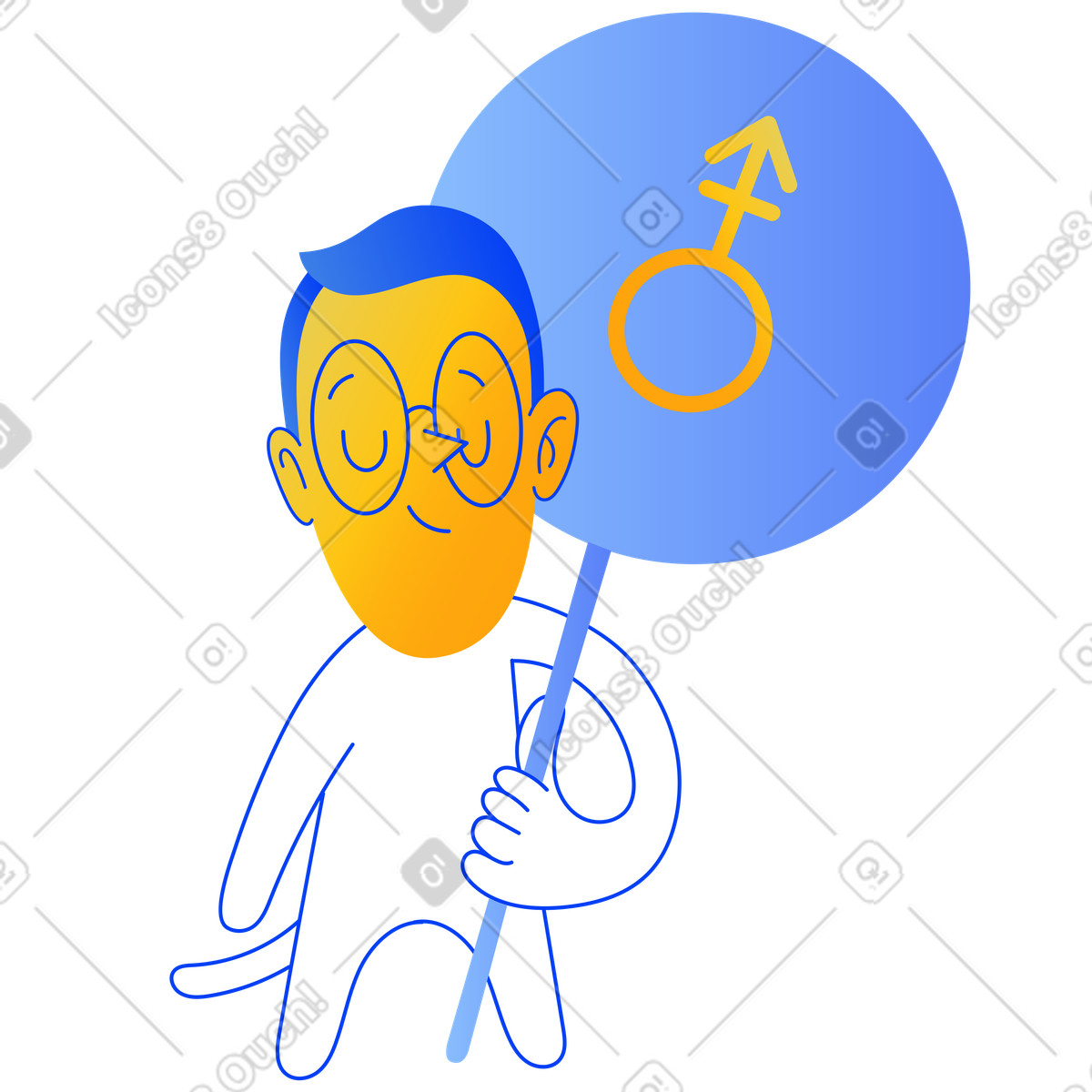 Persona che tiene un cartello con il simbolo transgender illustrazione in stile Buddy scarica in PNG, SVG