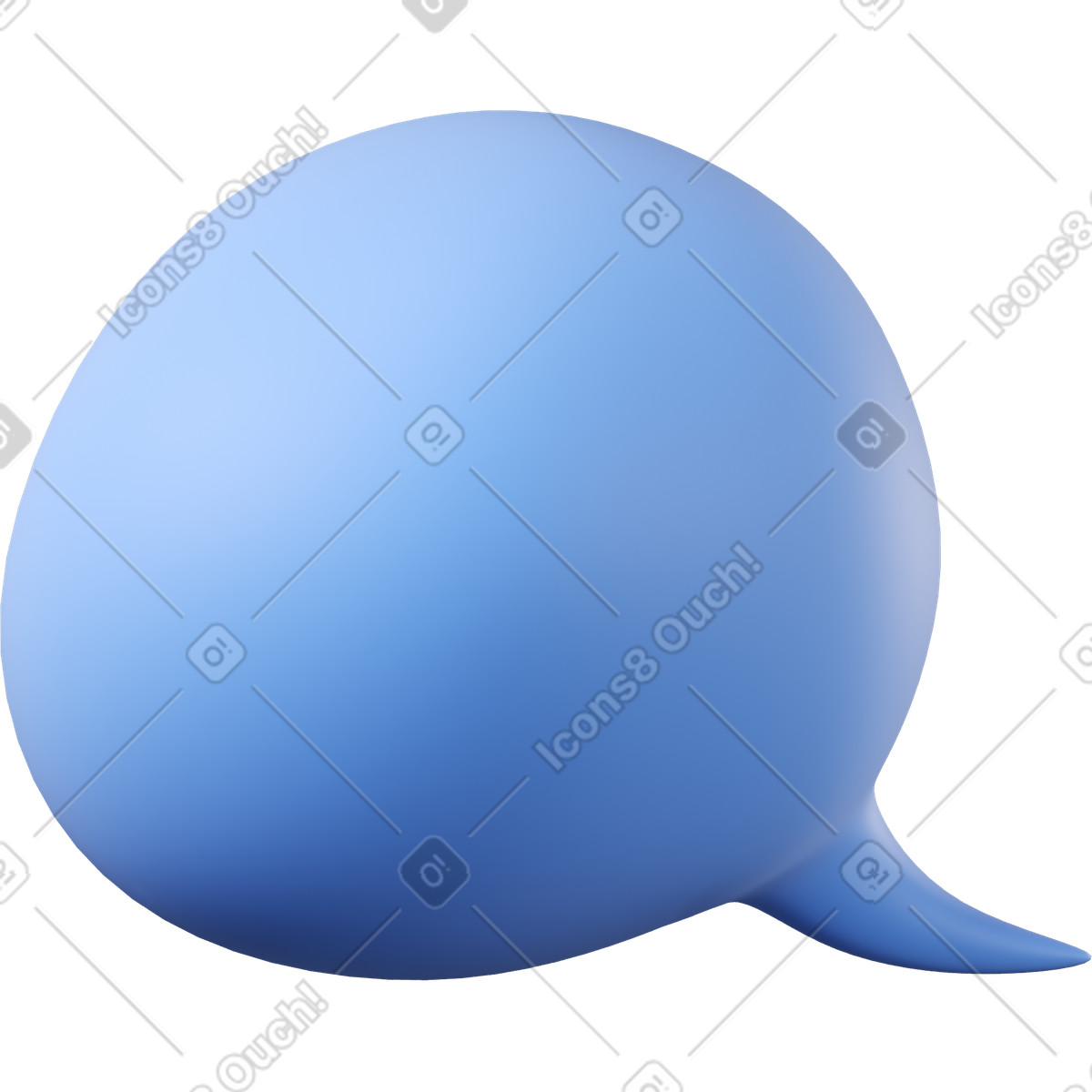 Blue round speech bubble from the down right corner illustration in PNG, SVG