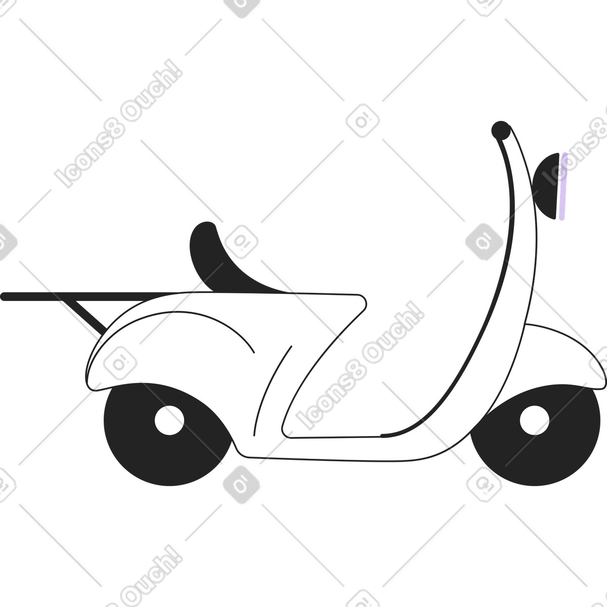 Ilustração de Ciclomotor preto e branco em no estilo Sammy Line para baixar em PNG, SVG