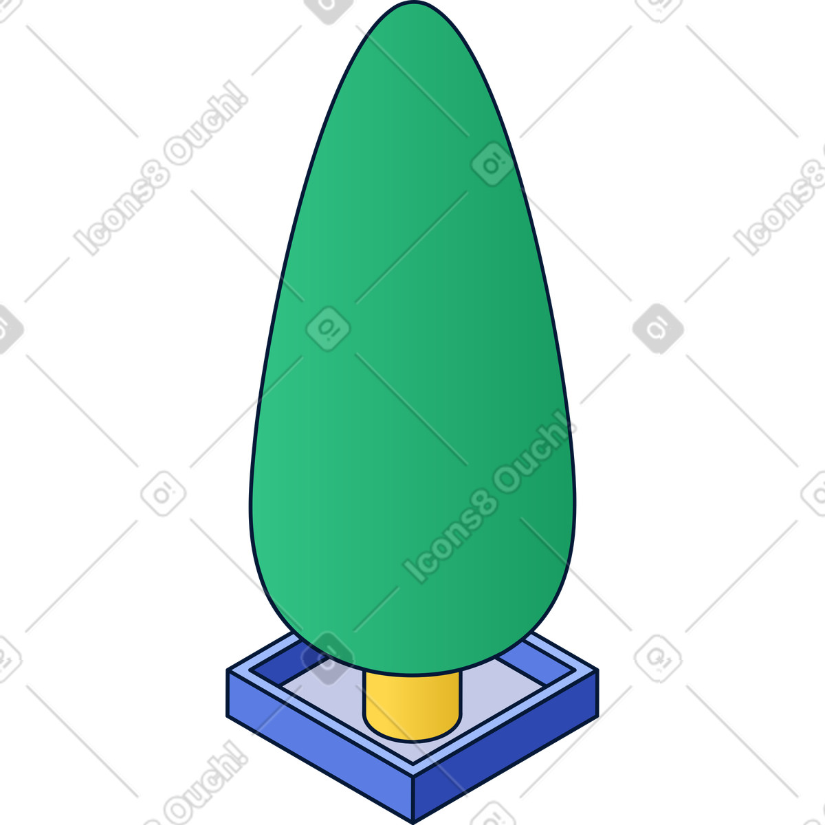Fenced tree illustration in Neat style download in PNG, SVG