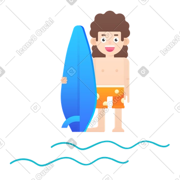Guy with a board for surfing PNG, SVG