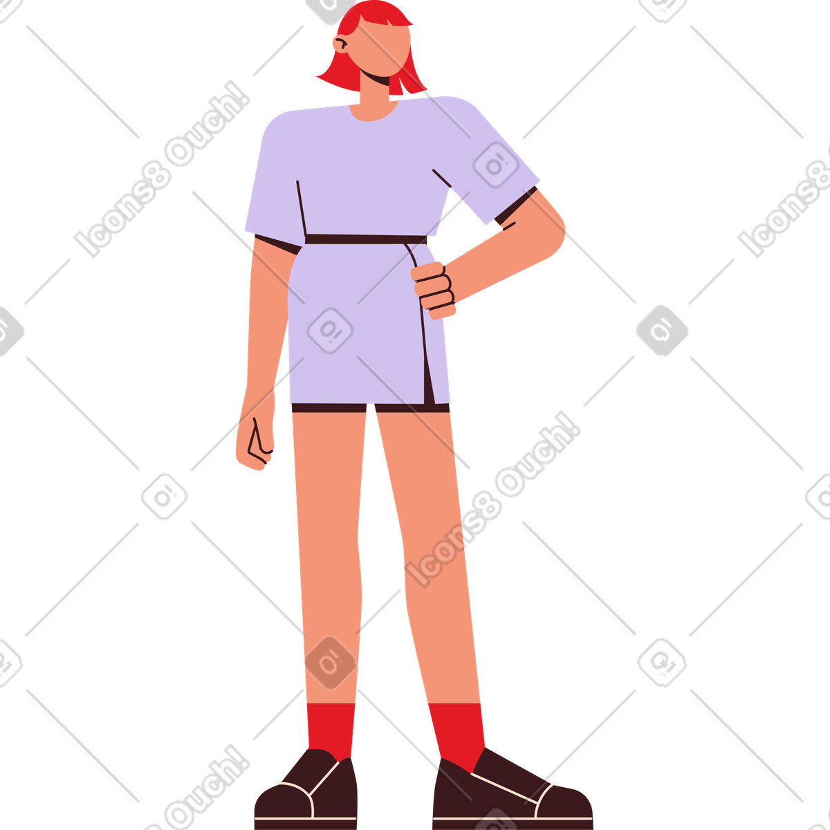 下载 Folks 风格的 站着的女人，手放在腰带上 插画，支持 PNG、SVG 格式