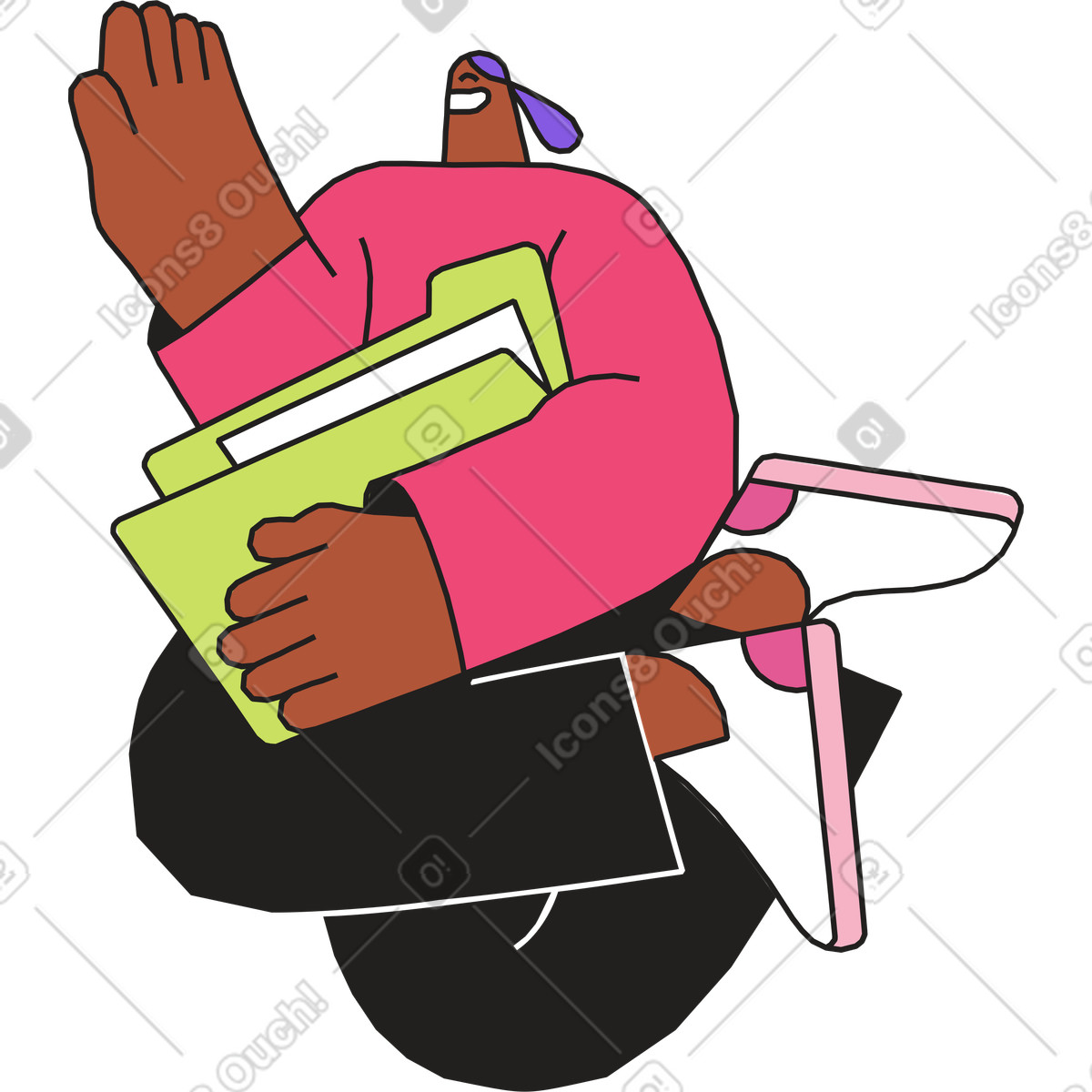 Man in a cap with folder his hands illustration Dazzle style download PNG, SVG