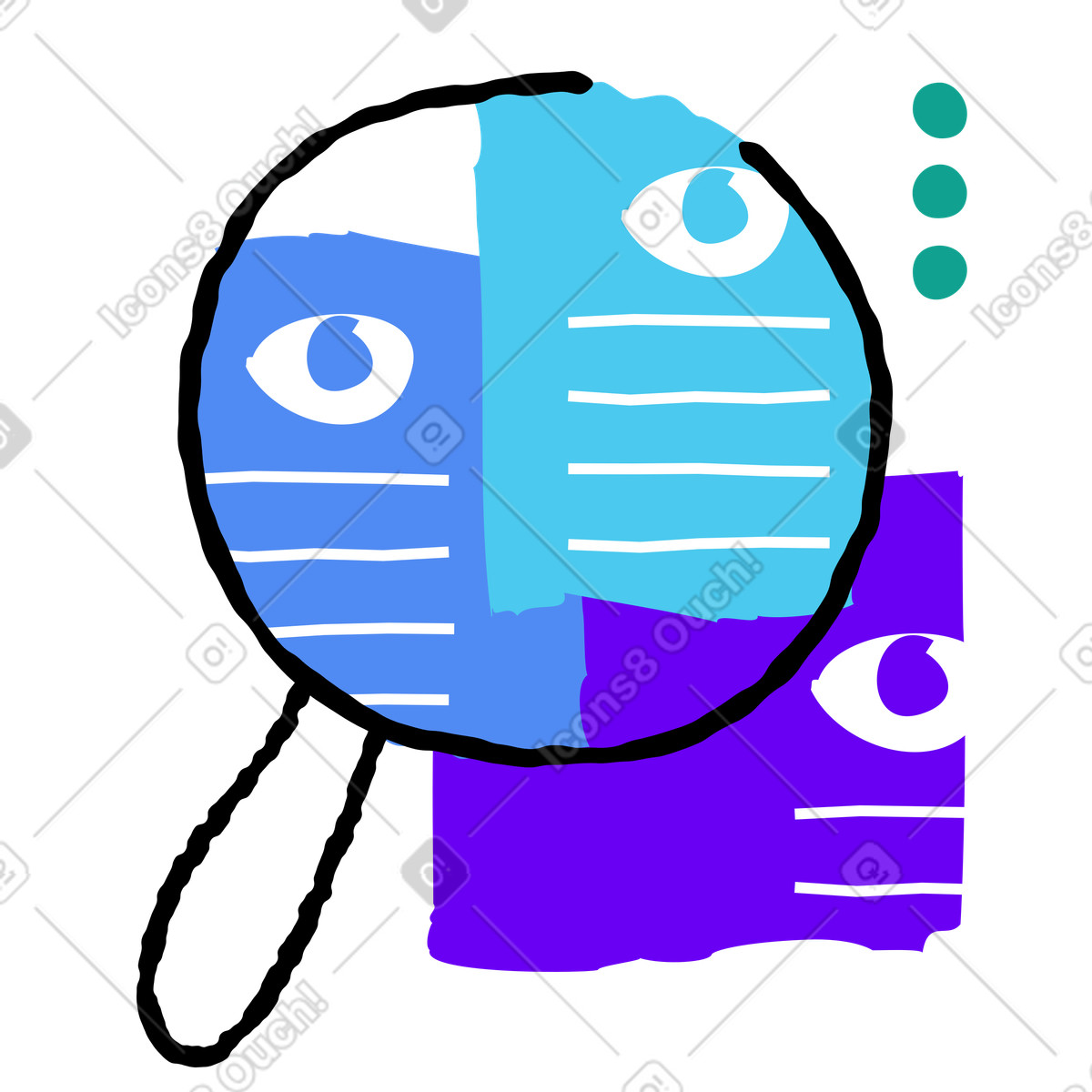 Bewerbungen von kandidaten für die vakanz und lupe animierte Illustration im Puzzle-Stil als Download in GIF, Lottie (JSON), AE