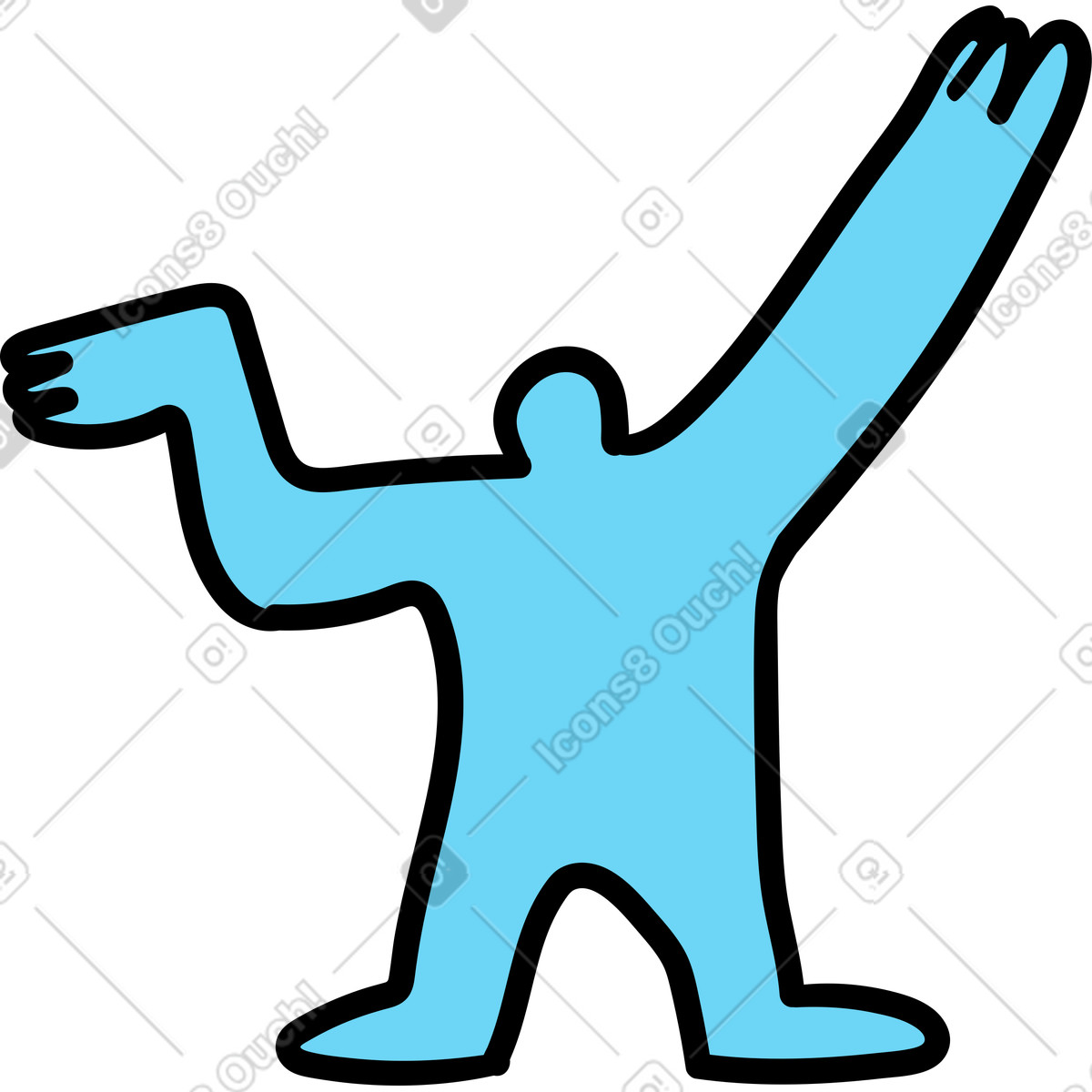 Ilustração de Homem azul segurando algo no ar em estilo Wiggle para baixar em PNG, SVG