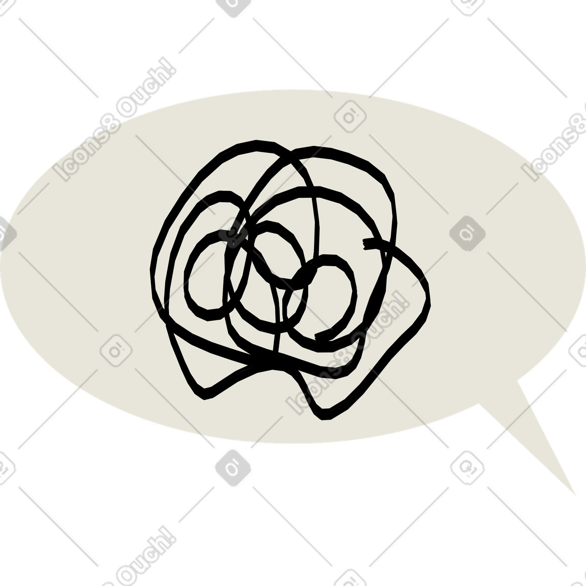 Speech bubble with tangled thoughts illustration in Lagom style download in PNG, SVG