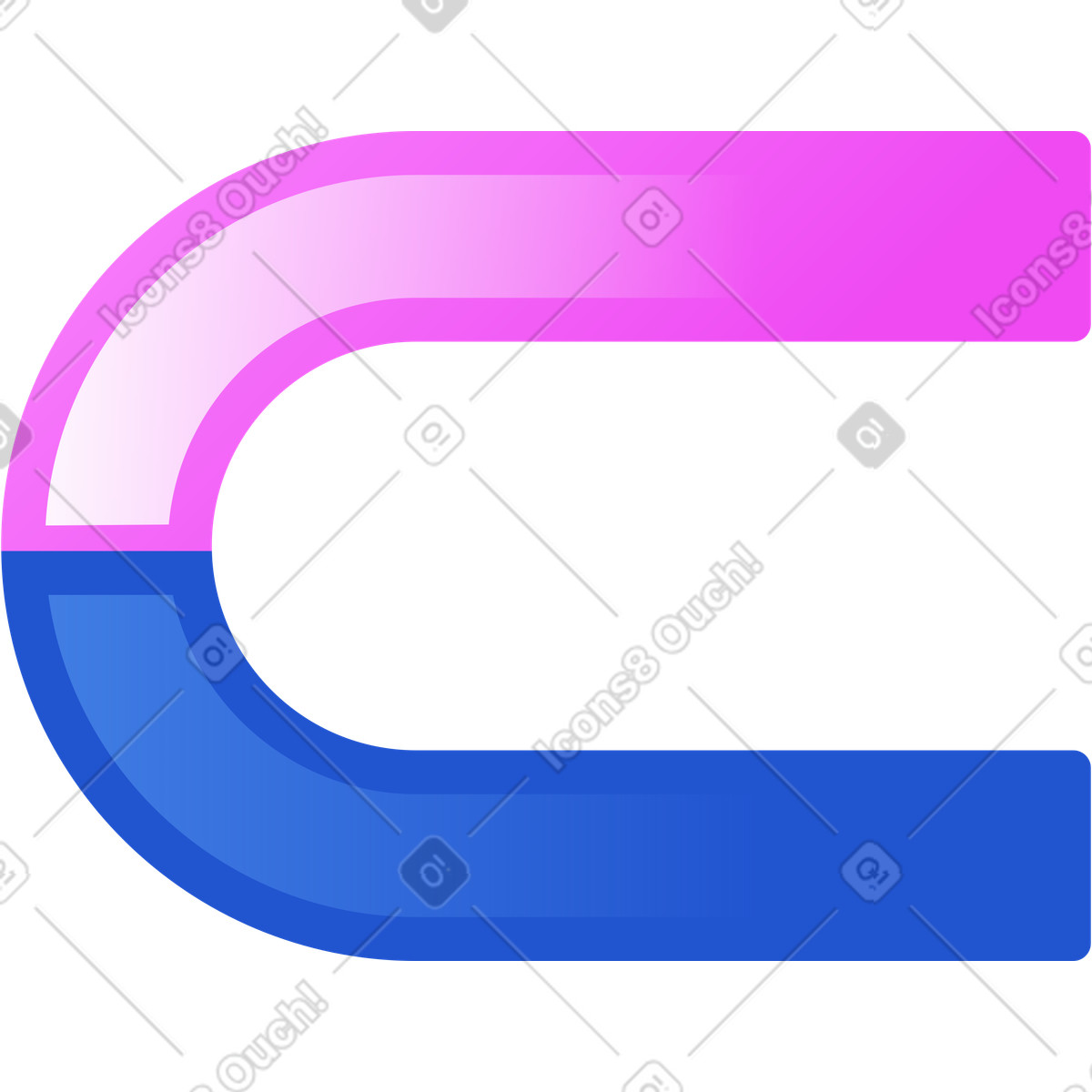 Glossy スタイルの Magnet pink with blue のイラストをPNG、SVG形式でダウンロード