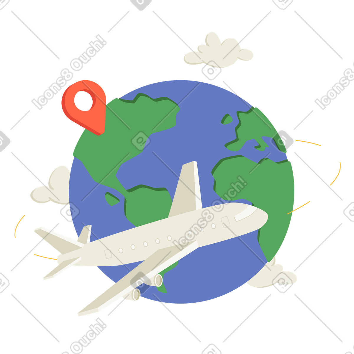 Social スタイルの Airplane flying around the world のイラストをPNG、SVG形式でダウンロード