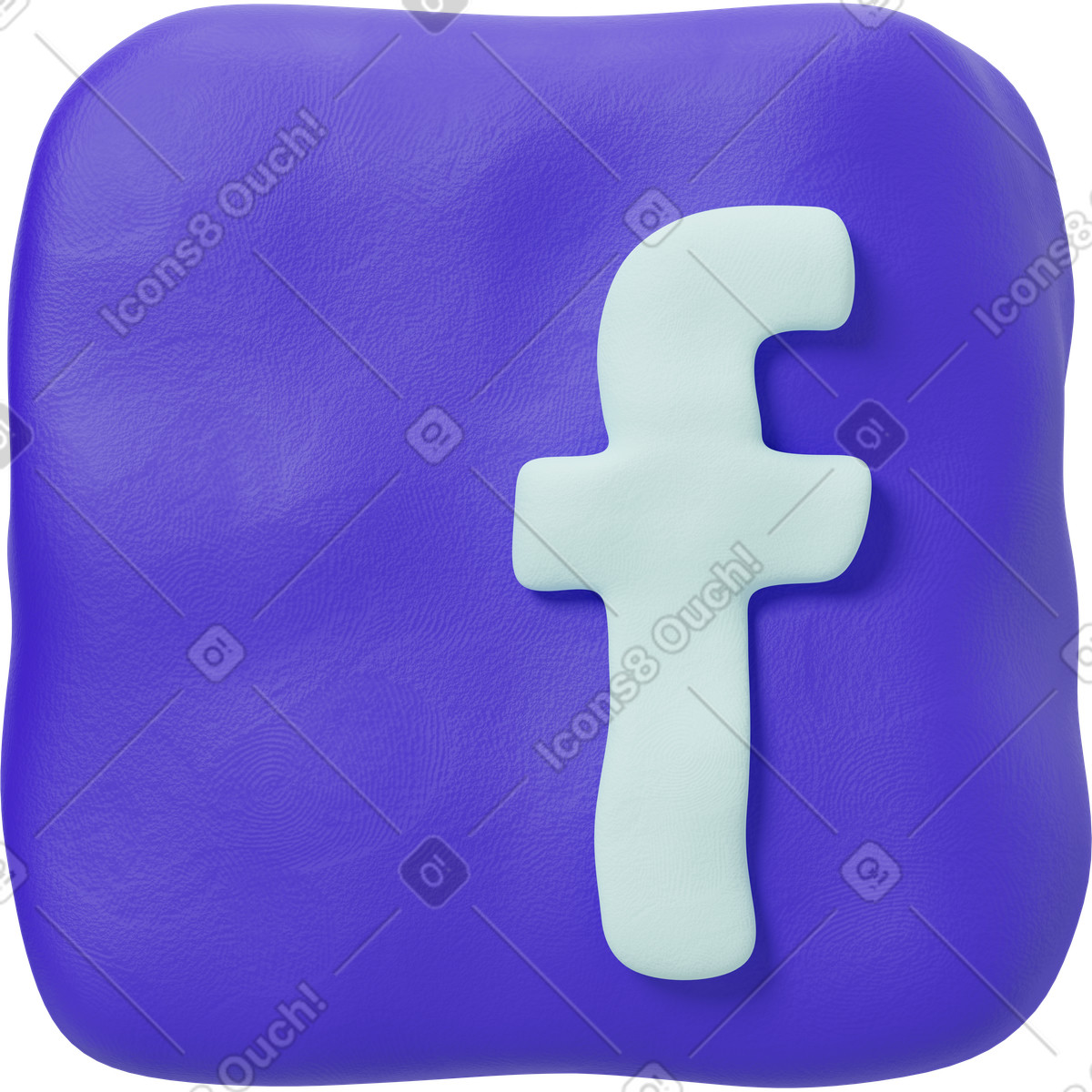 Ilustração de Logo quadrado roxo do facebook em no estilo 3D Plastilina para baixar em PNG, SVG