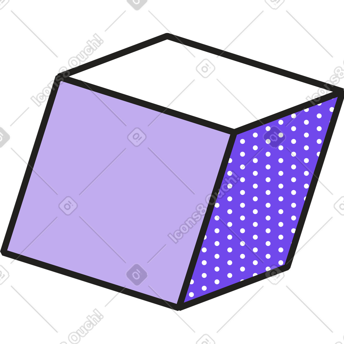 Cube illustration in Dazzle style download in PNG, SVG