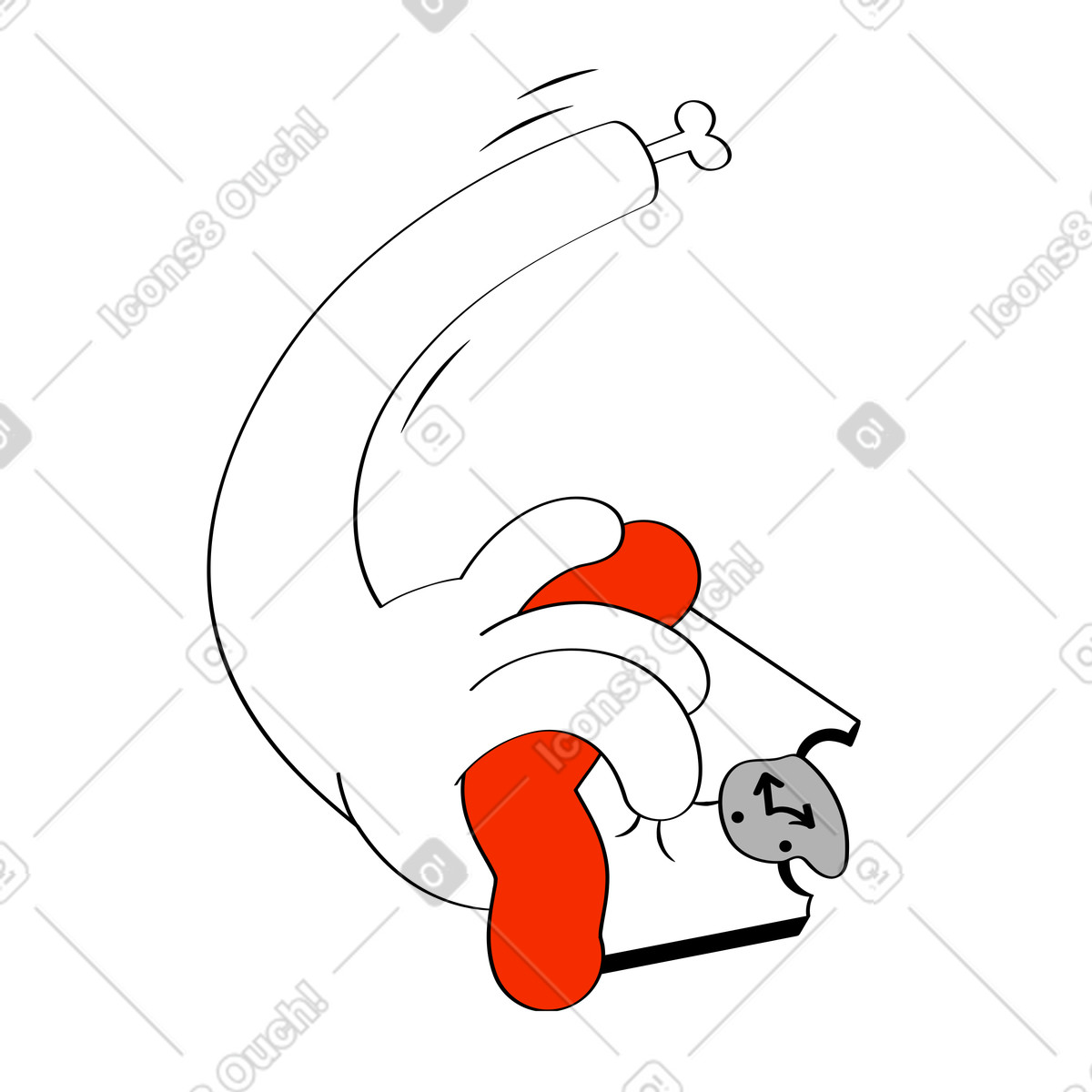 Mano con morso di pizza illustrazione in stile Looney scarica in PNG, SVG