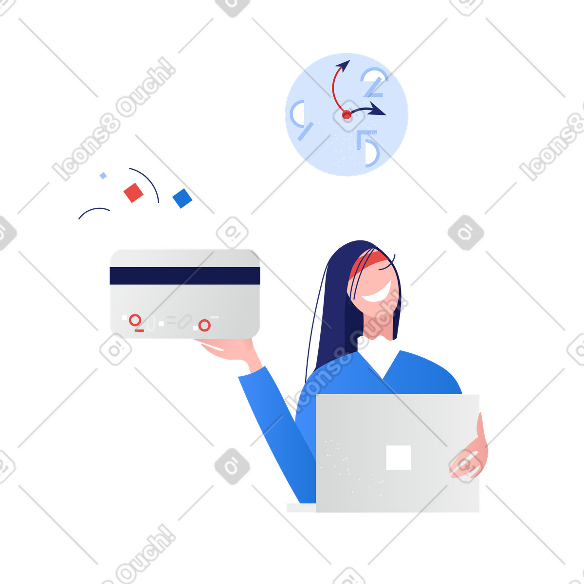 Ilustração de Payment processed, Secure online checkout or E-commerce transaction em no estilo Clip para baixar em PNG, SVG