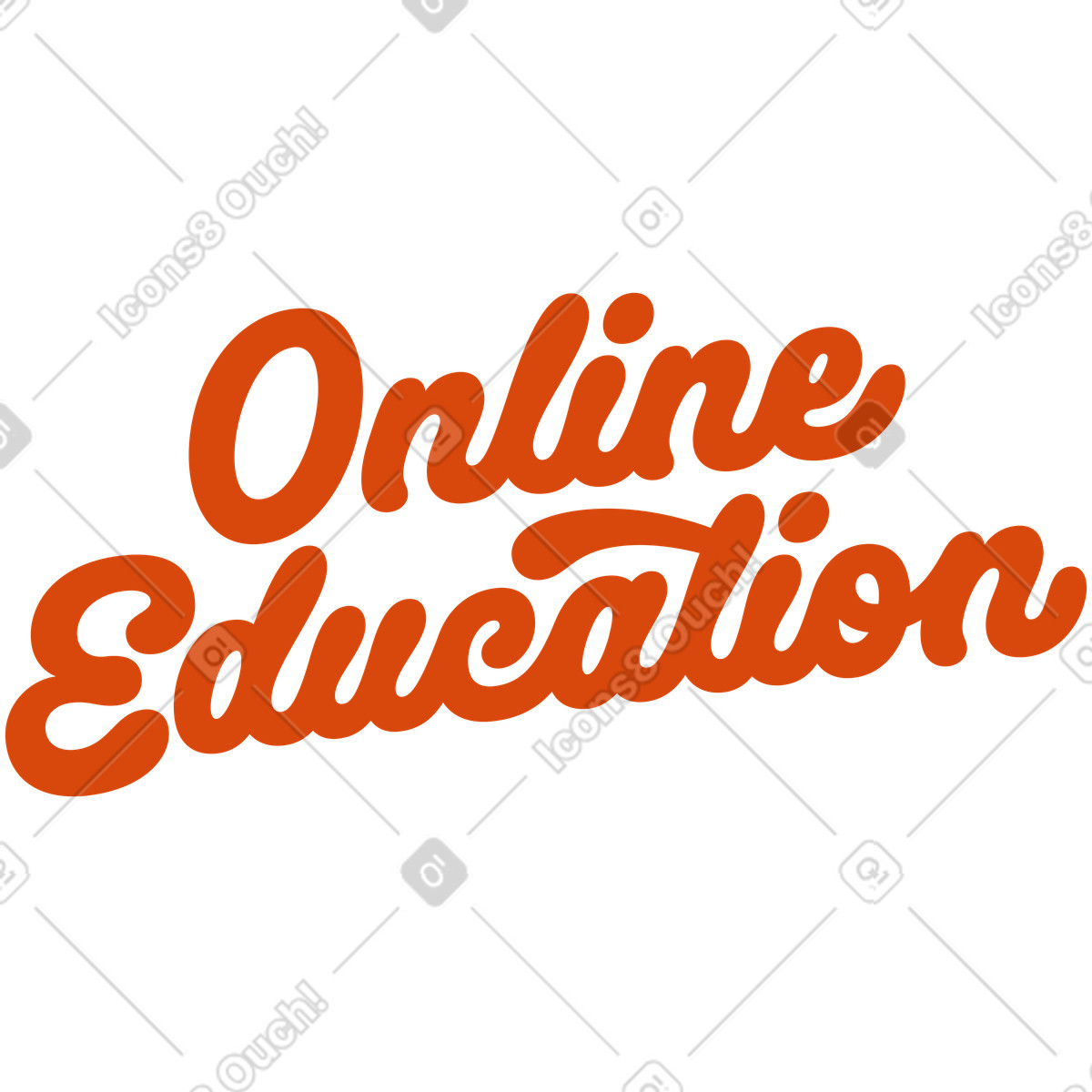 Lettering online education text illustration in Orange style download in PNG, SVG