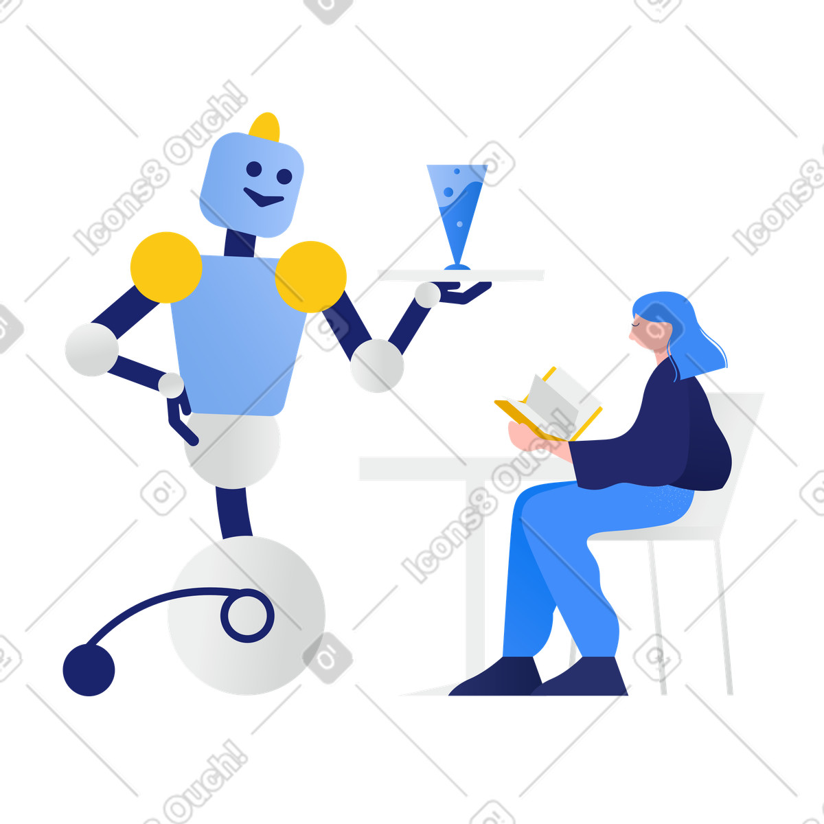 Cameriere robot illustrazione in stile Clip scarica in PNG, SVG