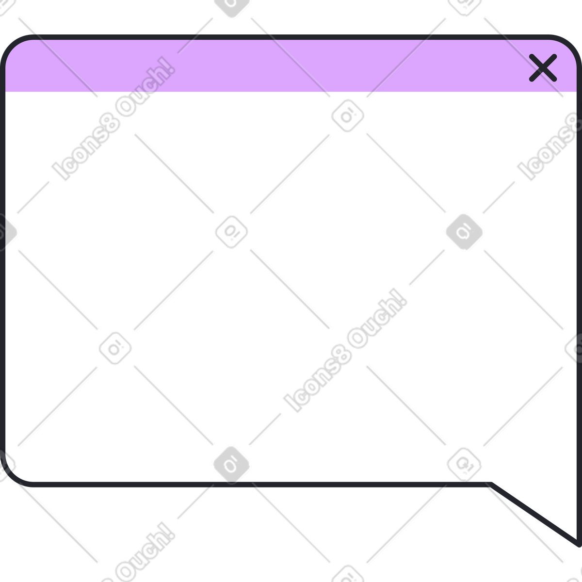 Speech bubble browser window illustration in Grapy style download in PNG, SVG