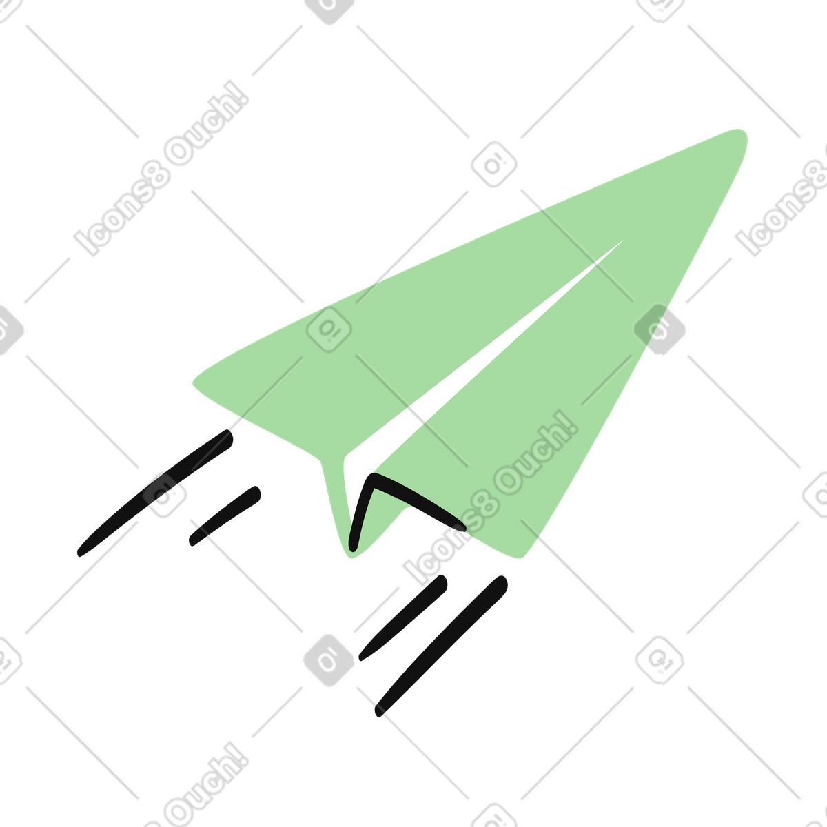 Paper airplane flying forward with motion lines and simple shape-Illustration im Organic-Stil als Download in PNG, SVG