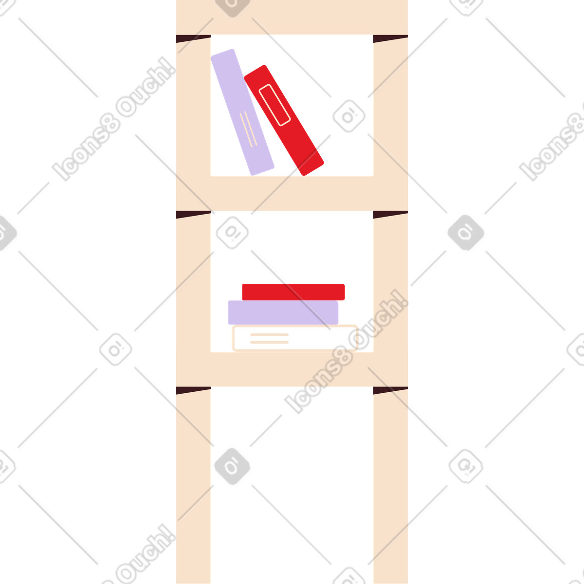 Illustration Bibliothèque avec des livres dans le style Folks à télécharger aux formats PNG, SVG