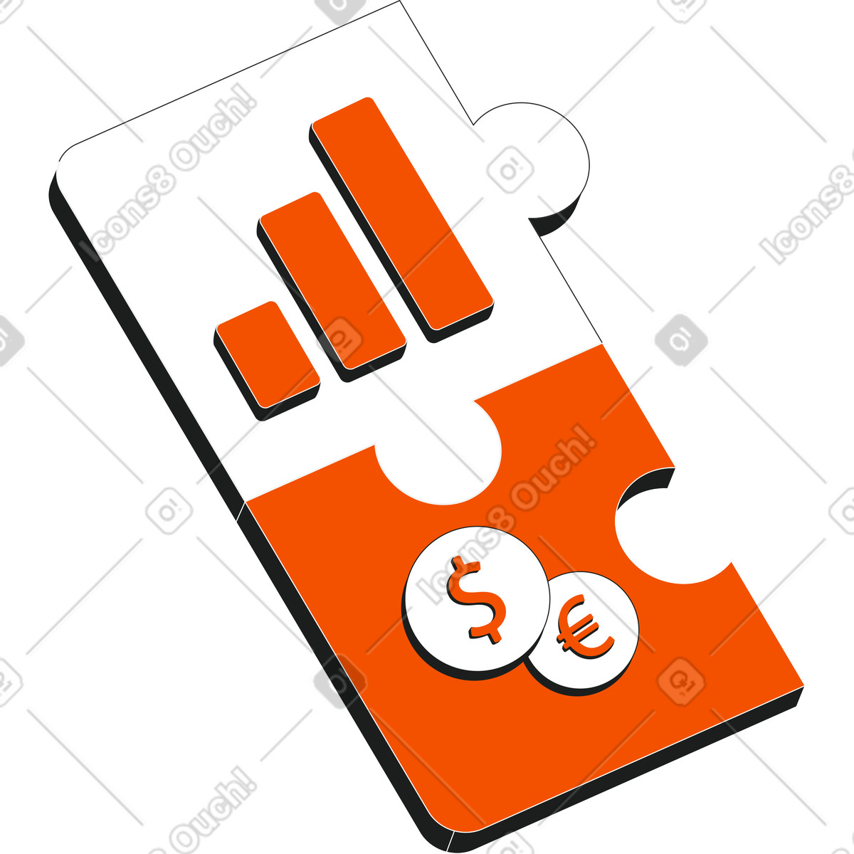 Puzzles with graphics and coins illustration in Strict style download in PNG, SVG