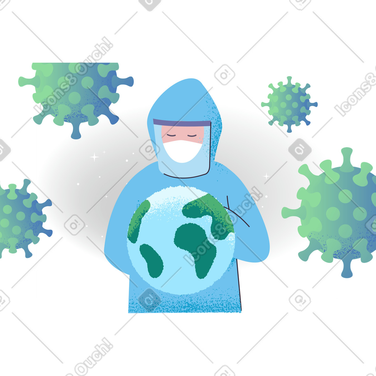 World fights against the virus illustration in Pale style download in PNG, SVG