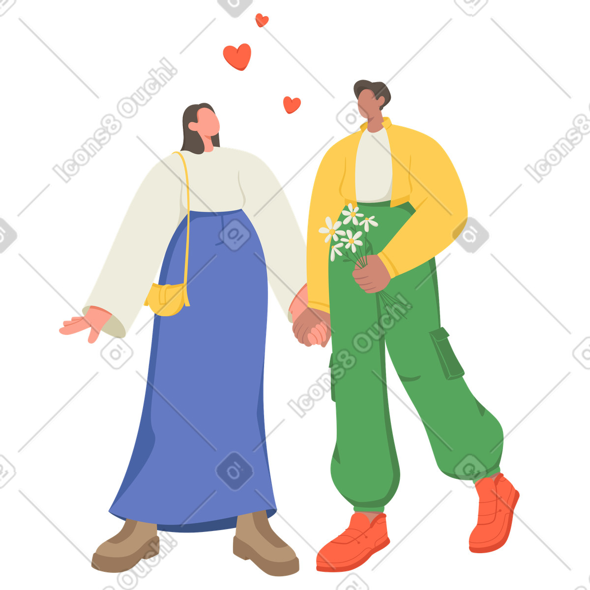 Ilustração de Casal apaixonado no dia dos namorados em estilo Social para baixar em PNG, SVG