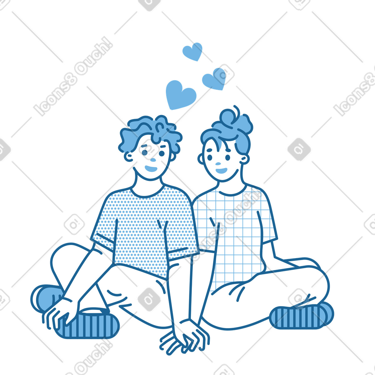 Ilustração de Homem e mulher sentados mãos dadas em no estilo Natty para baixar em PNG, SVG