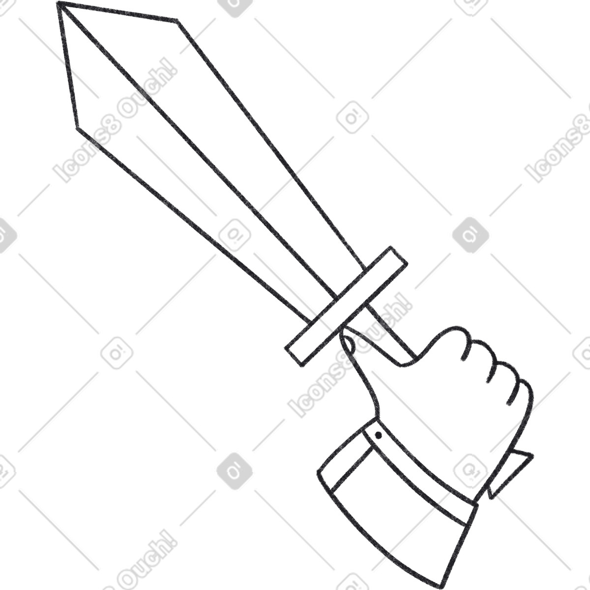 Hand holds the sword-Illustration im Bonbon Line-Stil als Download in PNG, SVG