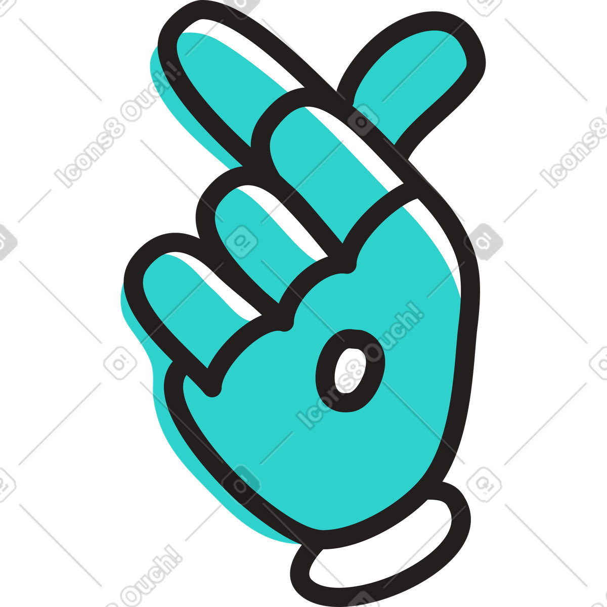 Little スタイルの 2本の指でハートを作るジェスチャー のイラストをPNG、SVG形式でダウンロード