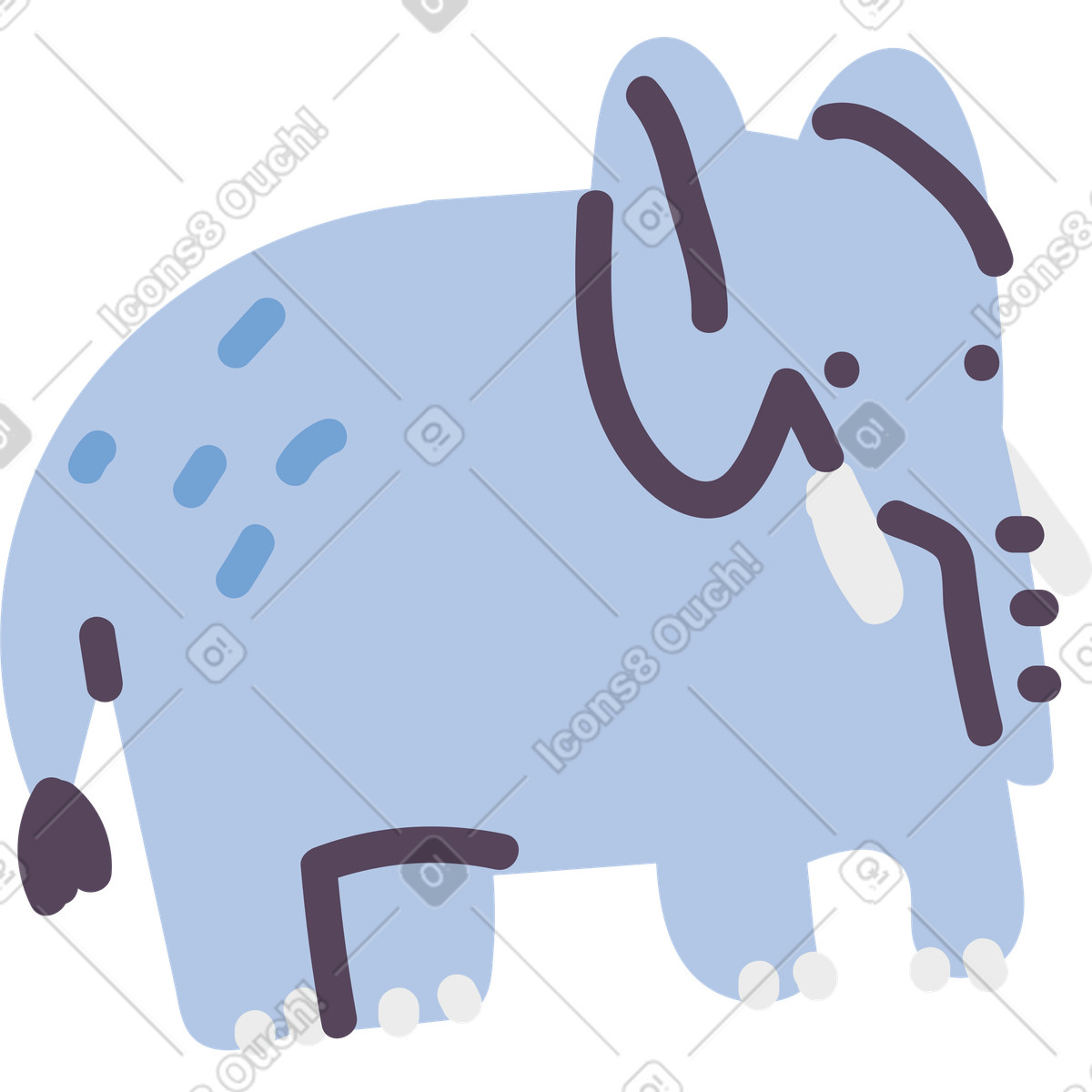 Elefant-Illustration im Pluto-Stil als Download in PNG, SVG