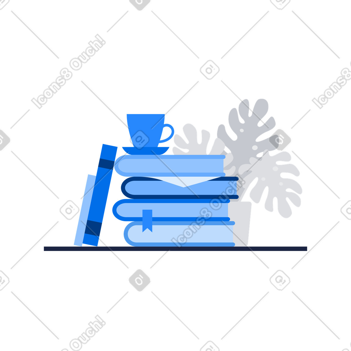 下载 Urban 风格的 桌上的书和咖啡 插画，支持 PNG、SVG 格式