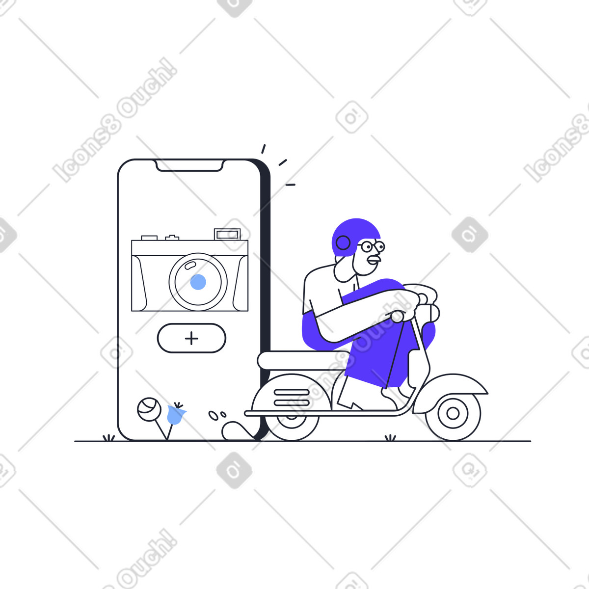 Consegna di app tecnologiche illustrazione in stile Pablita scarica in PNG, SVG