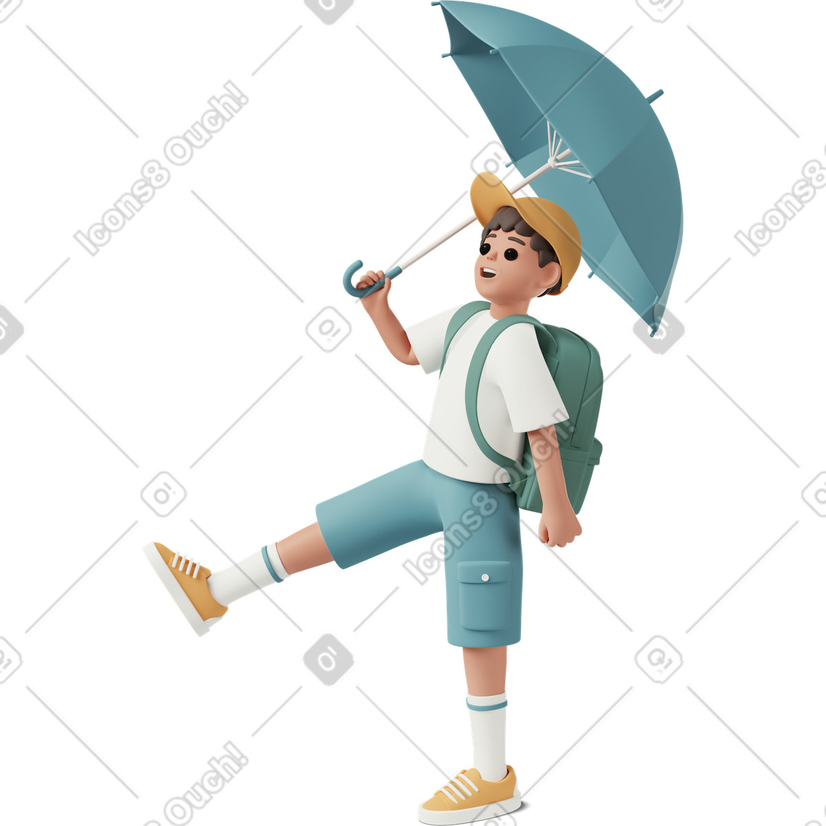 Ilustração de Schoolboy with umbrella em no estilo 3D Casual life para baixar em PNG, SVG
