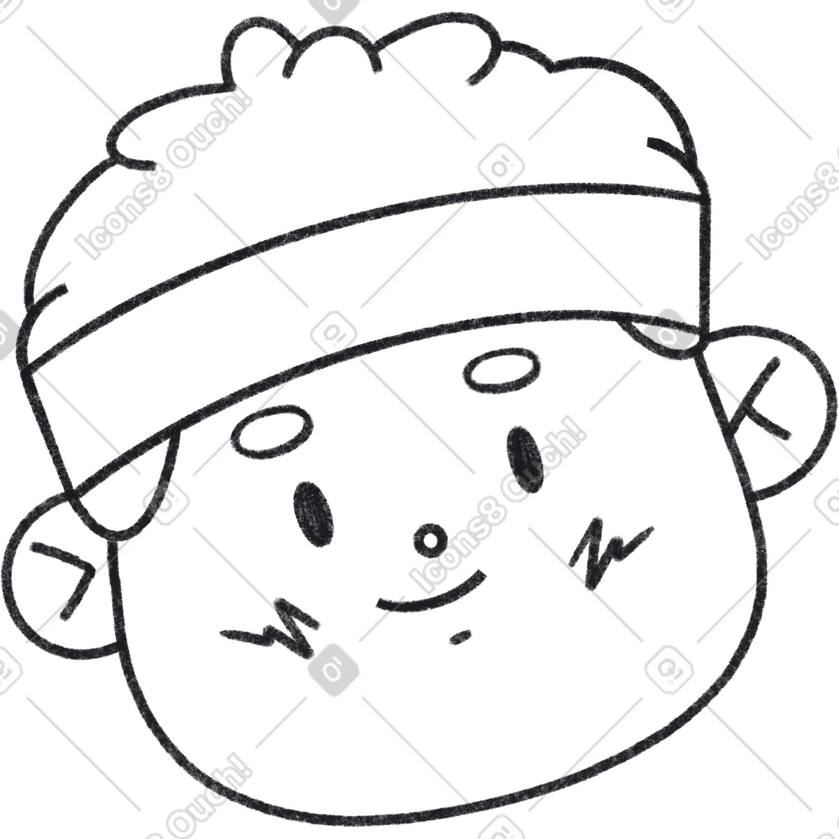 Ilustração de Young smiling boy with sports headband em no estilo Bonbon Line para baixar em PNG, SVG