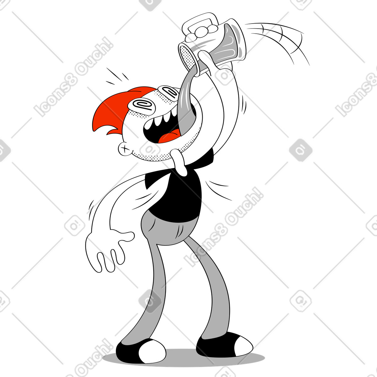 下载 Looney 风格的 喝啤酒 插画，支持 PNG、SVG 格式