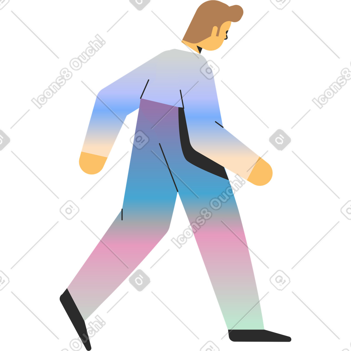 Ilustración Hombre que se va en estilo Marginalia a descargar en PNG y SVG