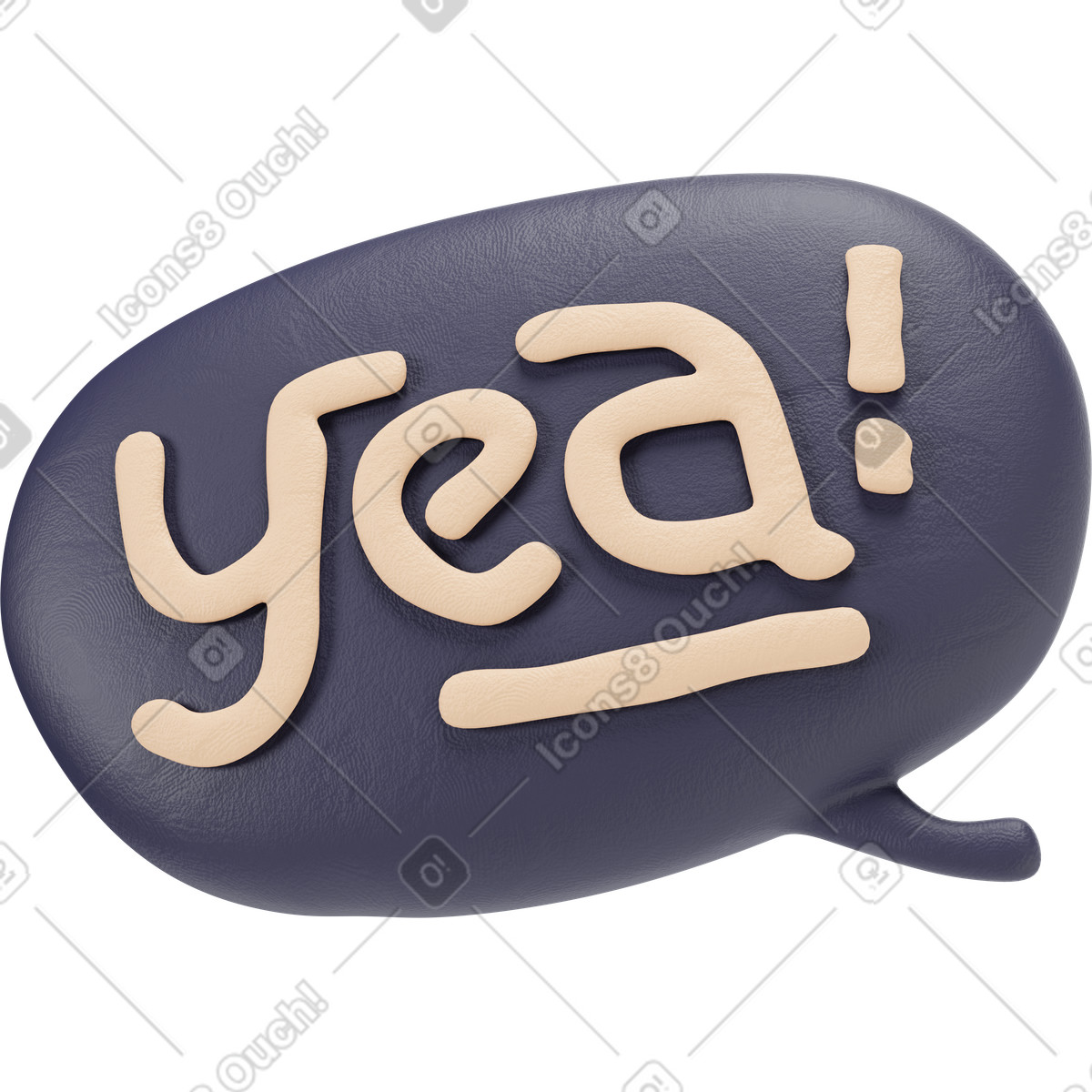 Black speech bubble with beige yea lettering illustration in PNG, SVG