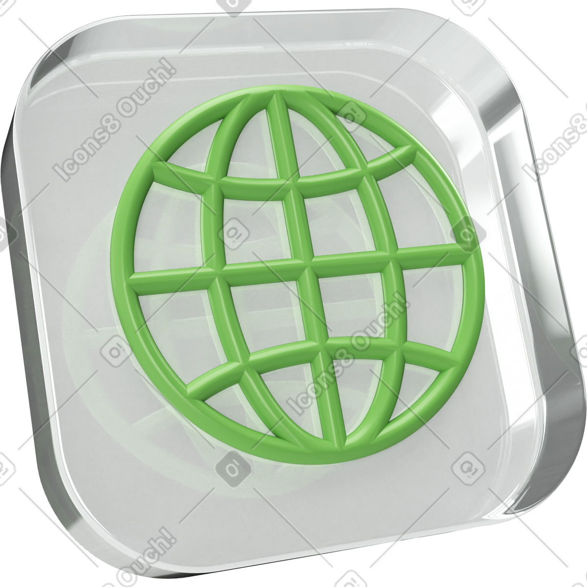 Icona del globo di internet su lastra vetro illustrazione in stile 3D Corporate scarica in PNG, SVG