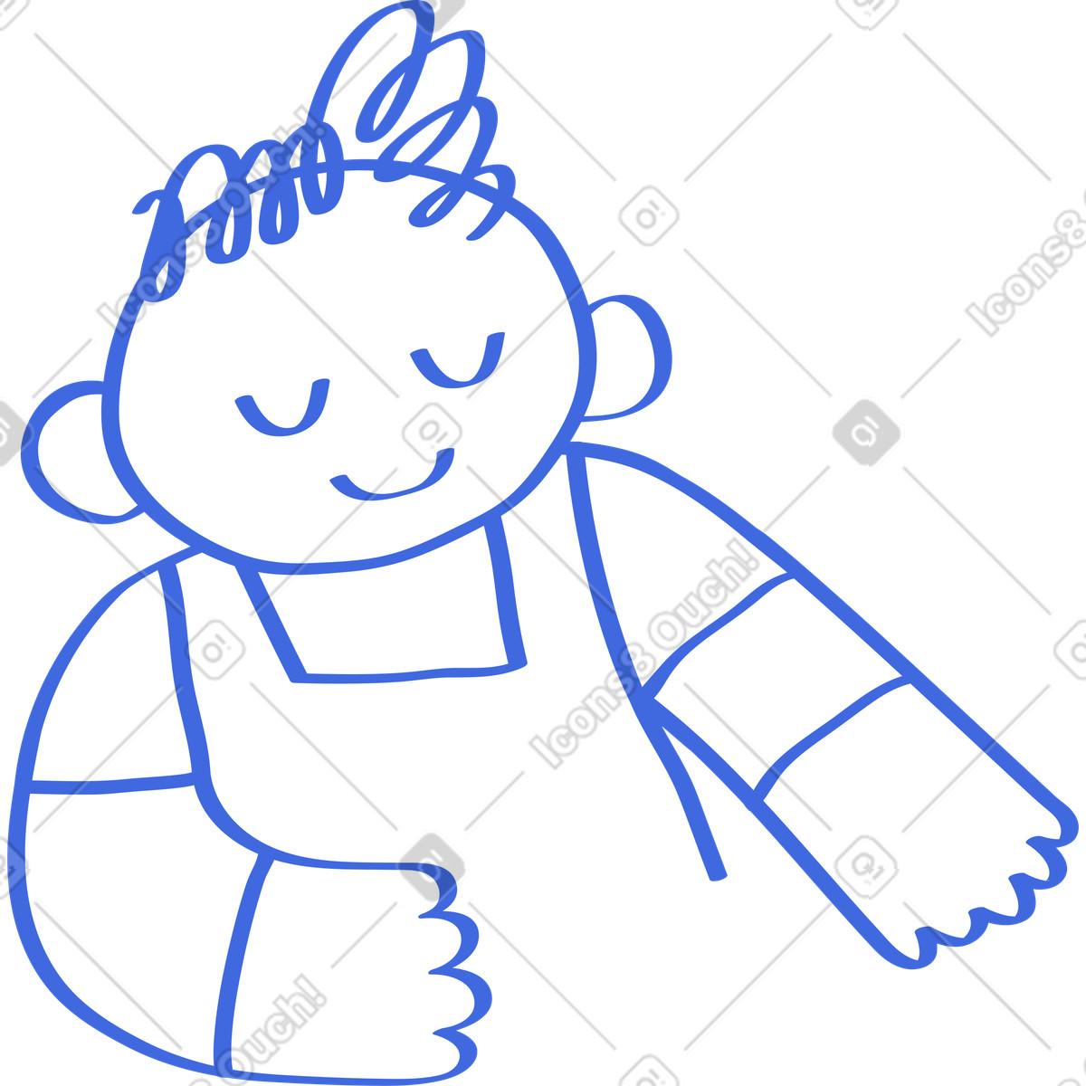 Ballpoint Pen 스타일의 Apron wearing character with closed eyes relaxed expression and hair 일러스트레이션 PNG, SVG 다운로드