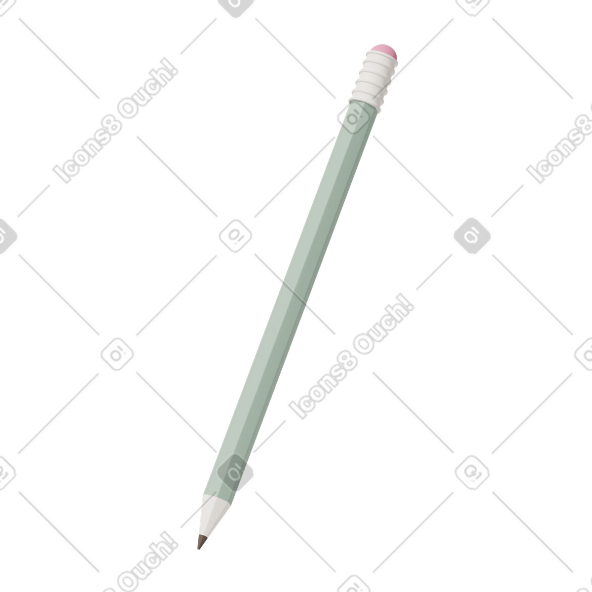 Ilustración Green pencil with eraser en estilo 3D Casual life a descargar en PNG y SVG