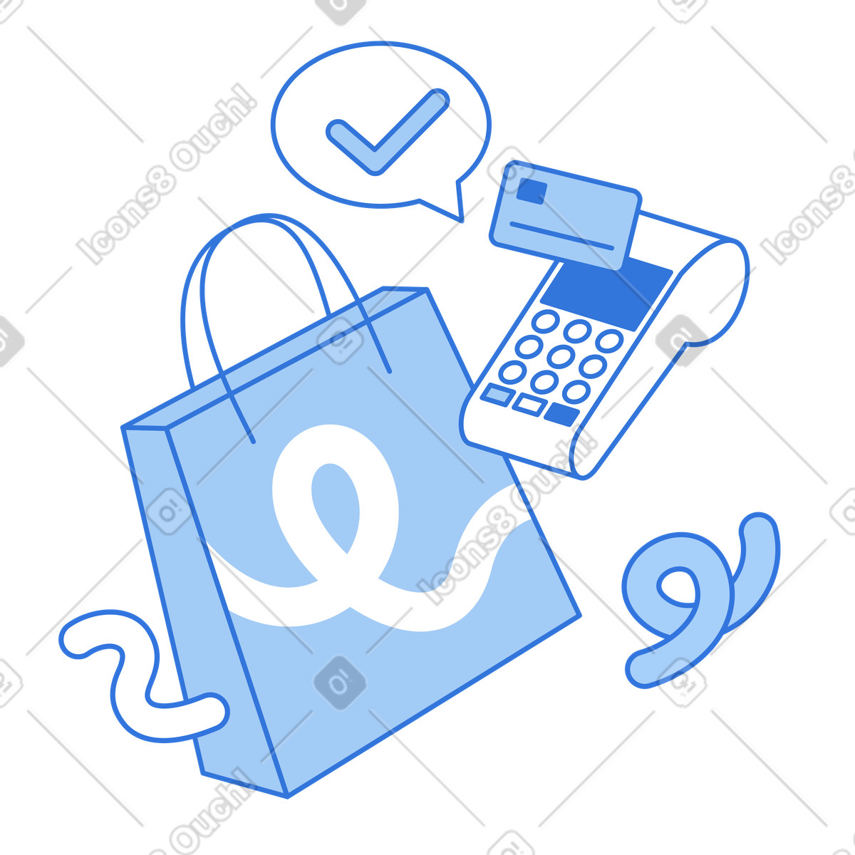 Card payment for purchase processed illustration in PNG, SVG