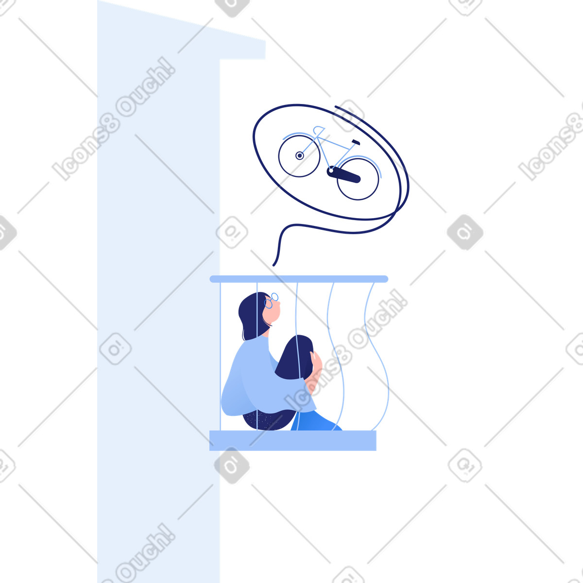 Dreaming of Freedom illustration in Clip style download in PNG, SVG