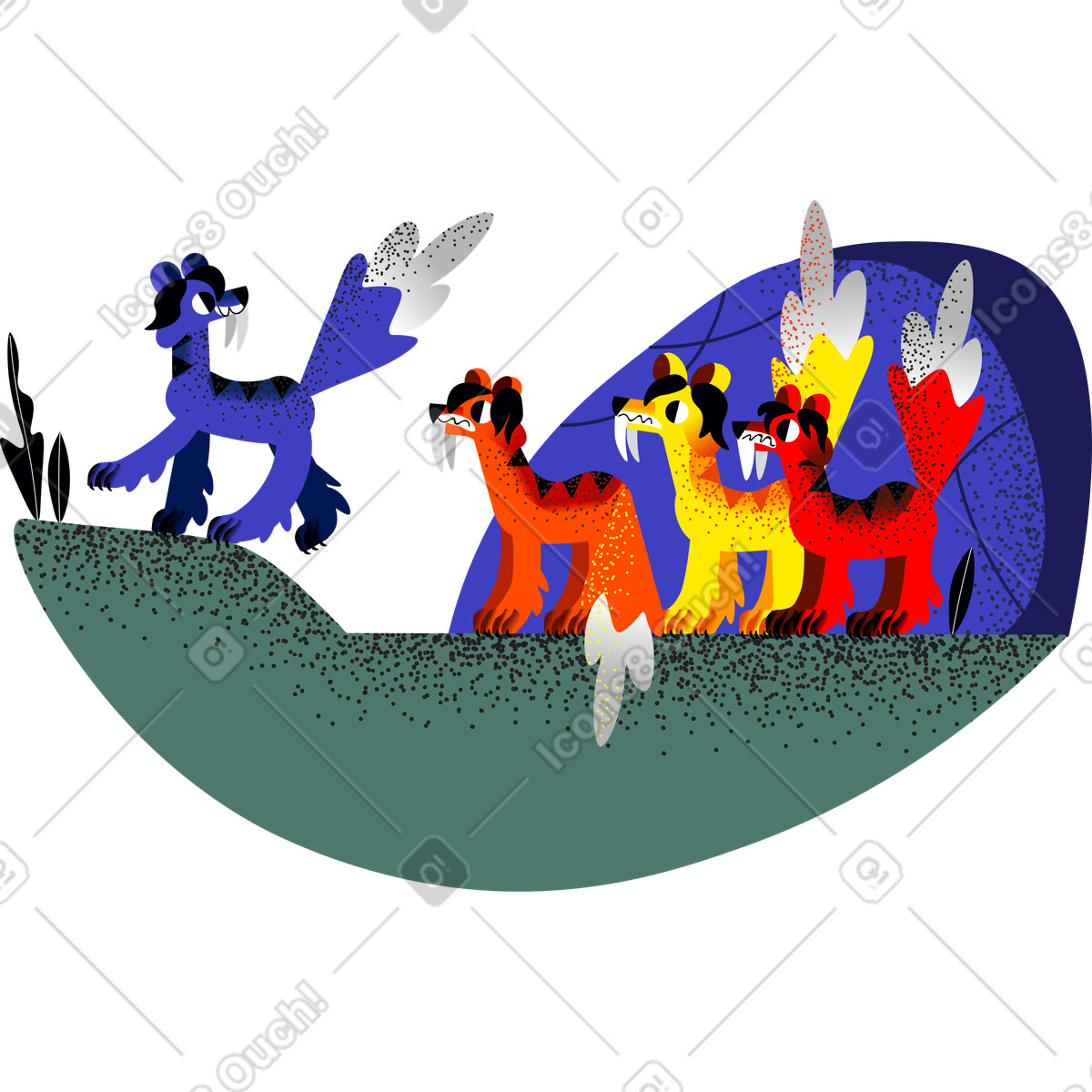 Fauna 스타일의 Animals come out of the cave 일러스트레이션 PNG, SVG 다운로드