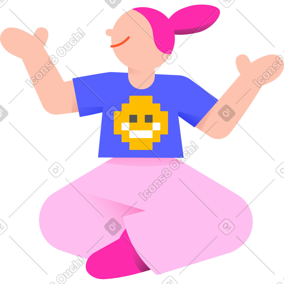 Young woman in yoga pose illustration 8bit style download PNG, SVG