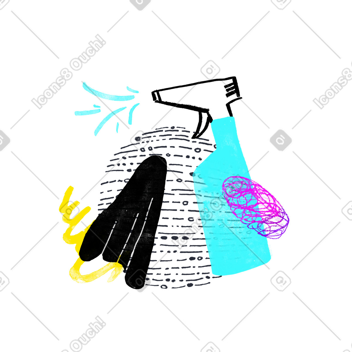 Ilustração de Cleaning cloth and detregent em no estilo Inky para baixar em PNG, SVG