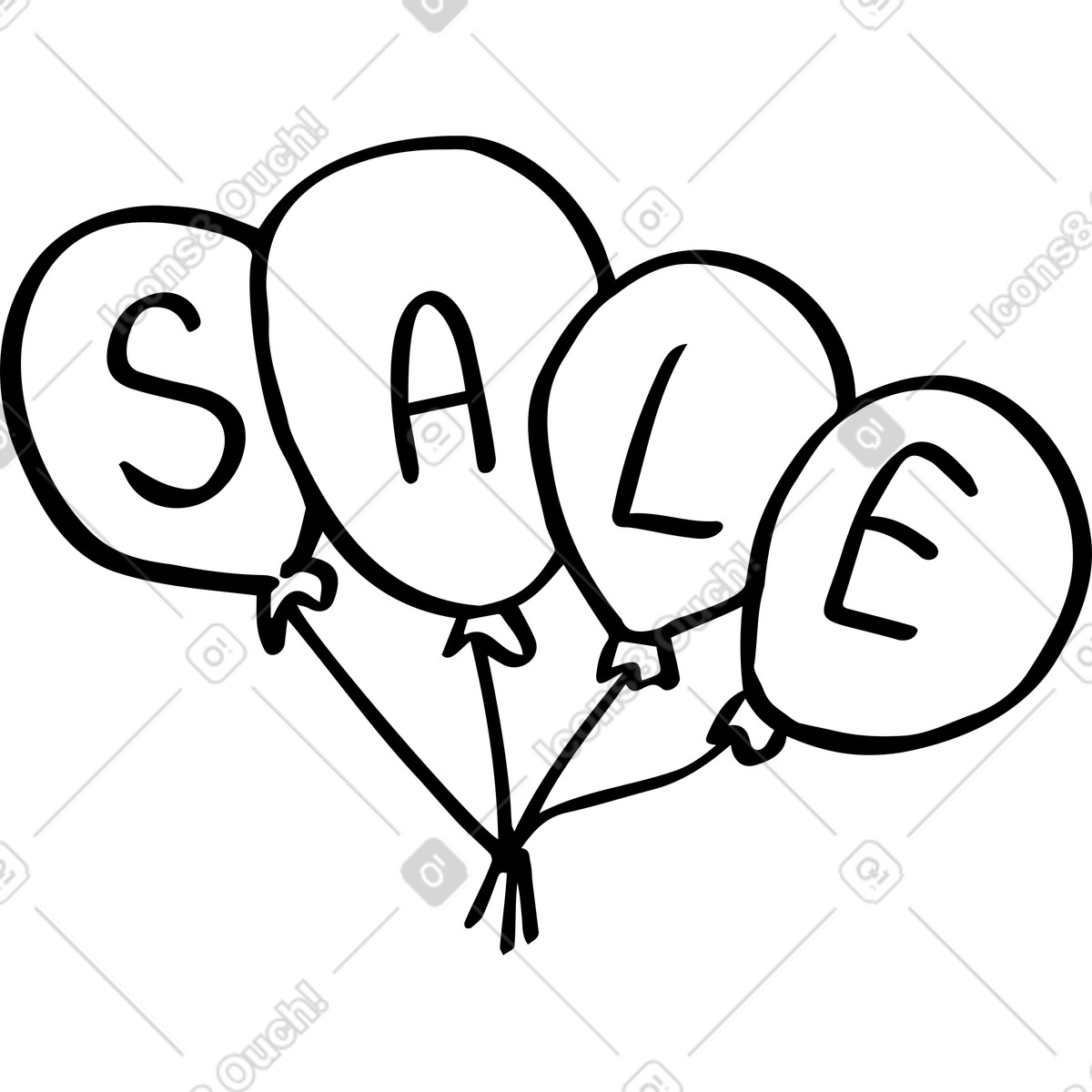 Illustration Ballons avec texte de vente dans le style Journal à télécharger aux formats PNG, SVG