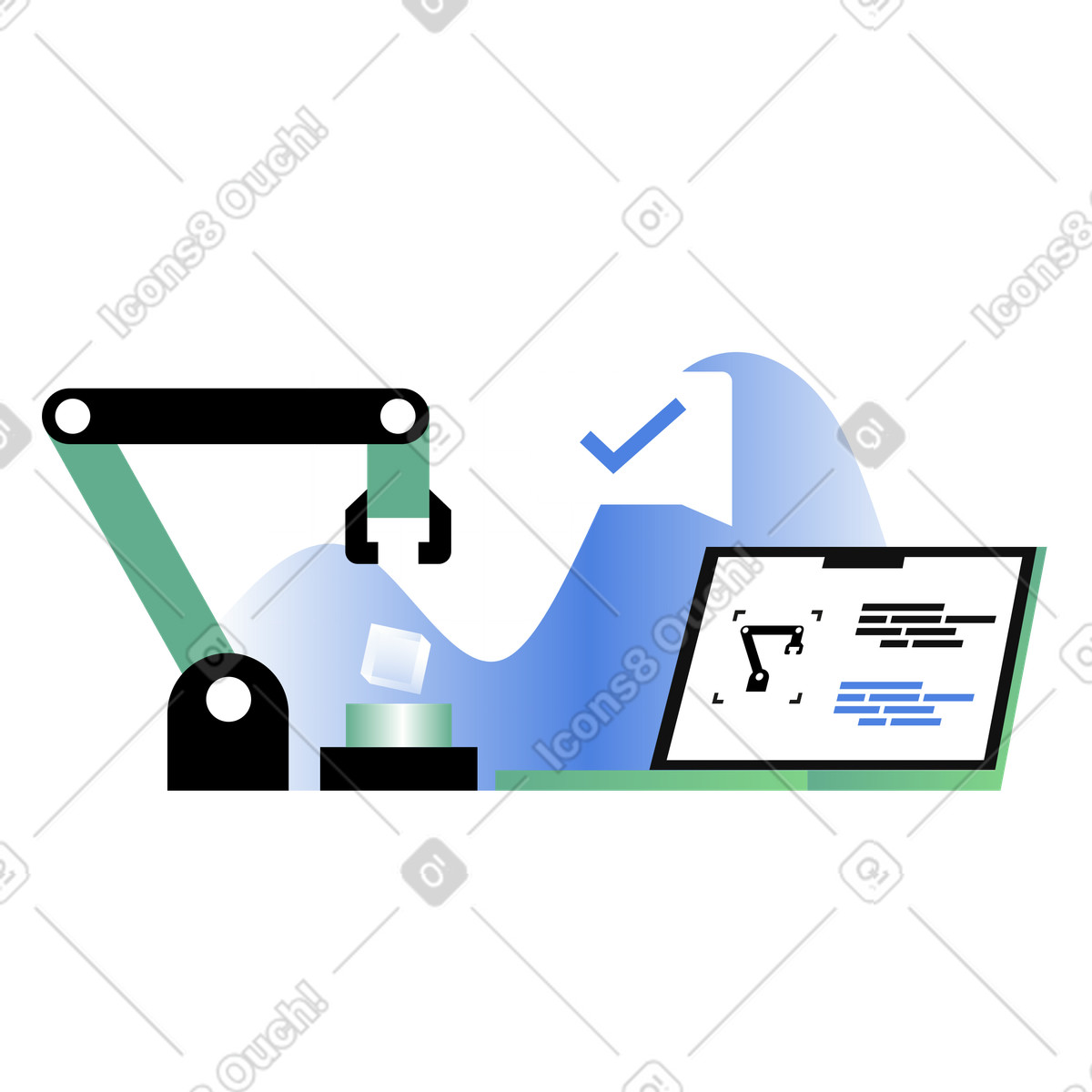 Smart factory industry, manufacturing facility animated illustration in GIF, Lottie (JSON), AE